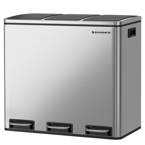 SONGMICS ゴミ箱 ダストボックス ペダル式 3分別 3×18L インナー